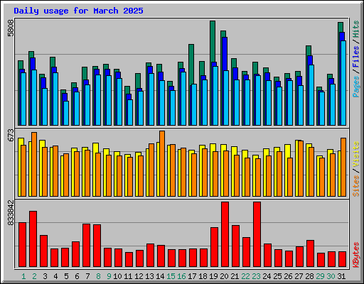 Daily usage for March 2025