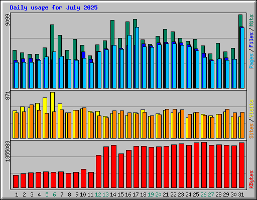 Daily usage for July 2025